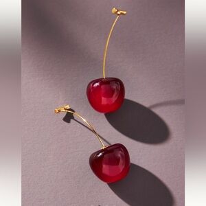 Anthropologie Red Cherry Drop Earrings